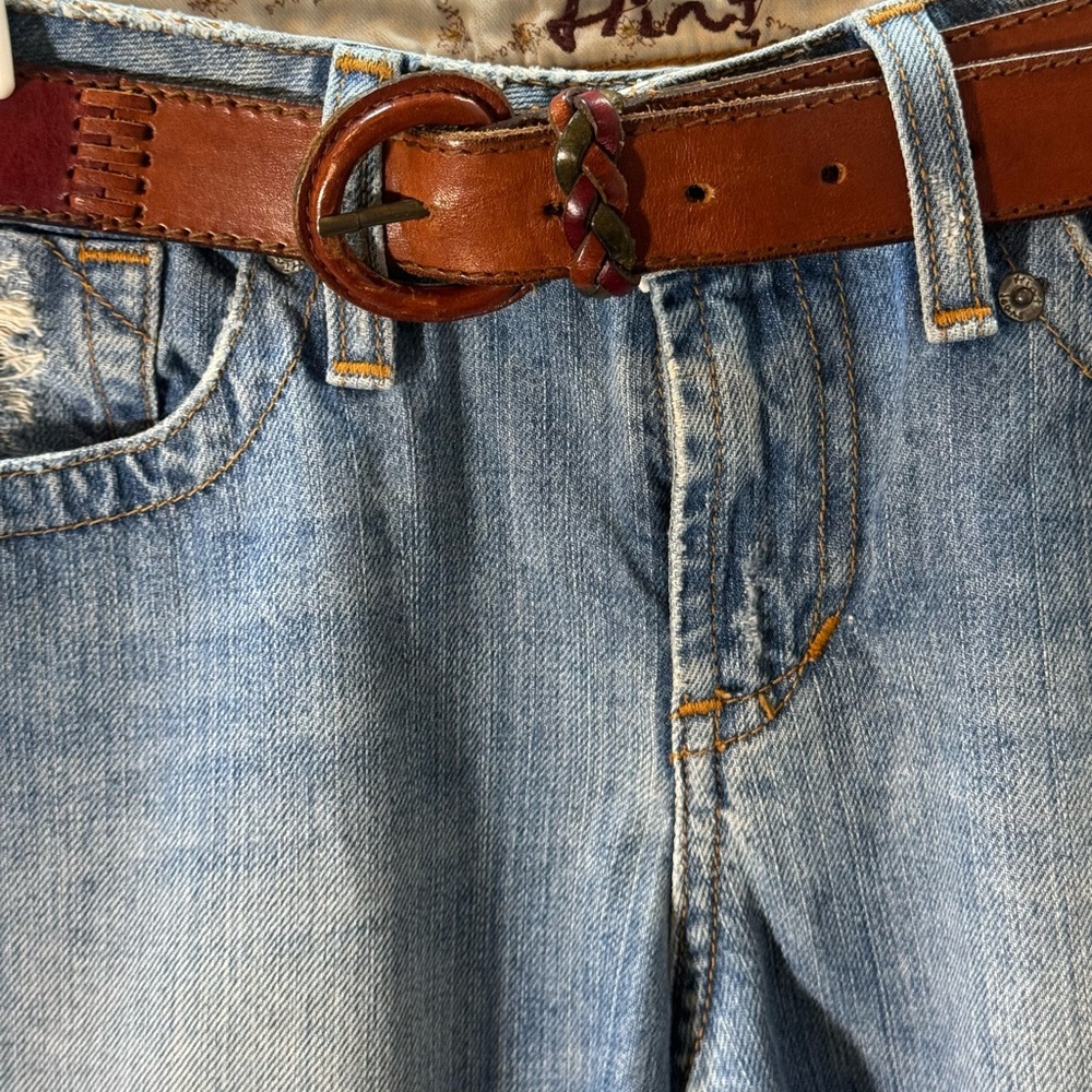 Genuine leather tri color belt